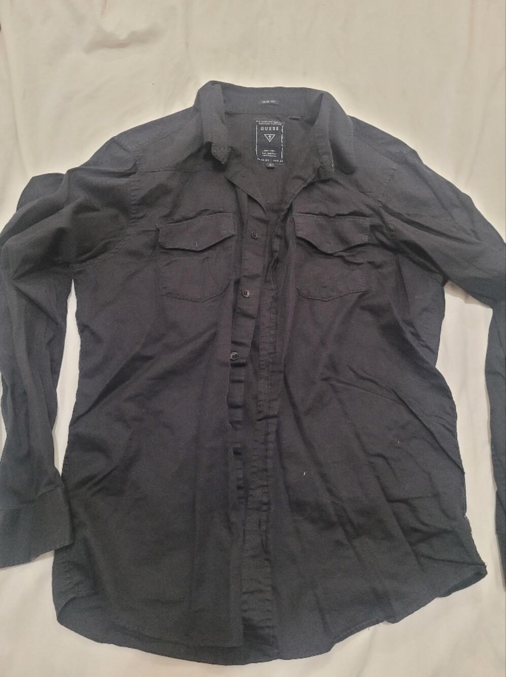 Guess Men's Black Lightweight Button-Up Shirt Jacket